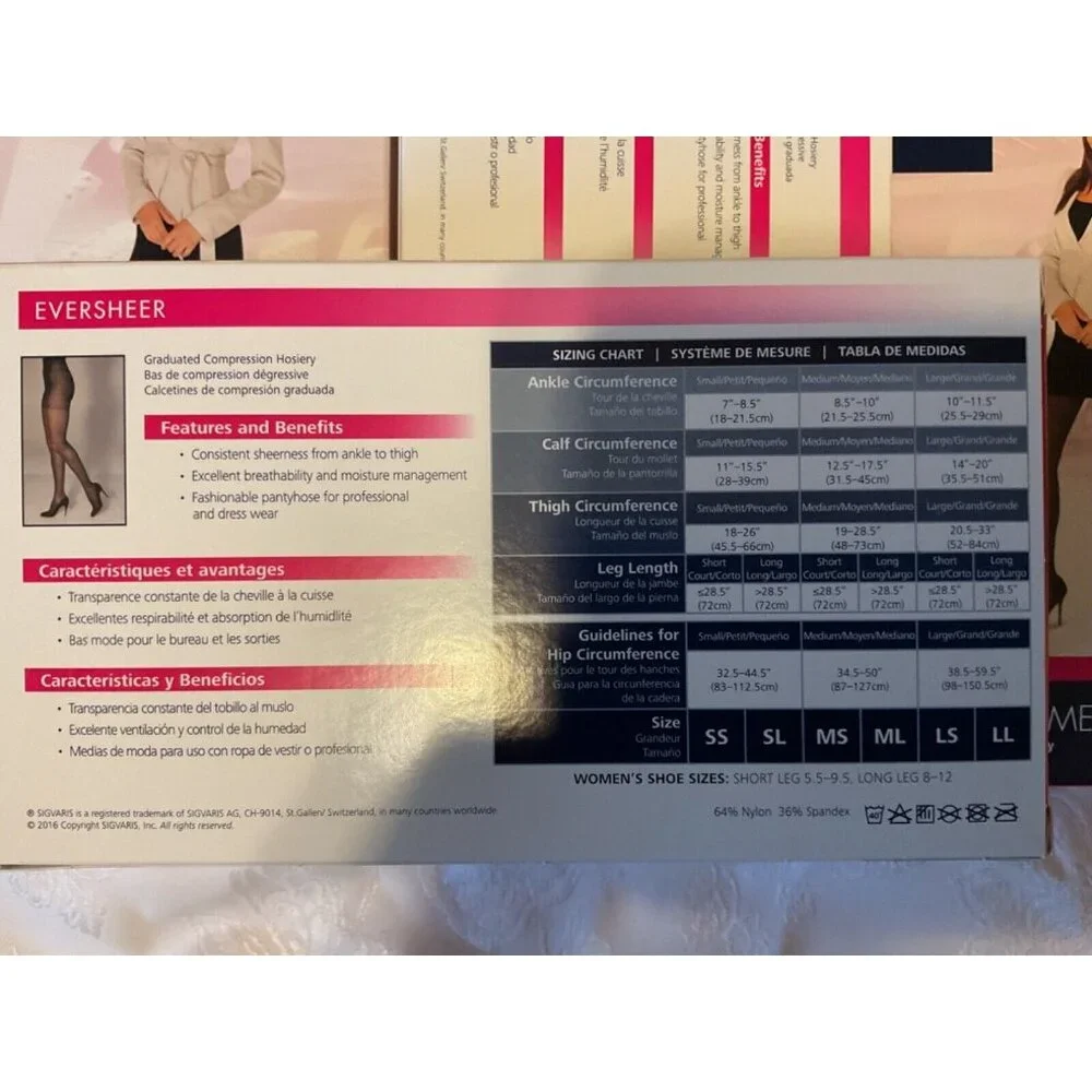 Sigvaris 781P MS W99 EverSheer 15-20mmHg Compression Pantyhose Black Sheer MS